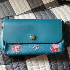 Coach purse, reversible teal with removable strap. NWOT